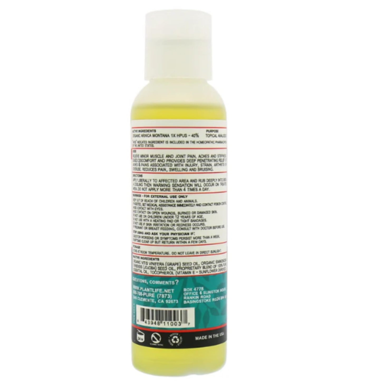 Plantlife Arnica Relieve Oil – Homeopathic Relief for Everyday Use, Made in California
