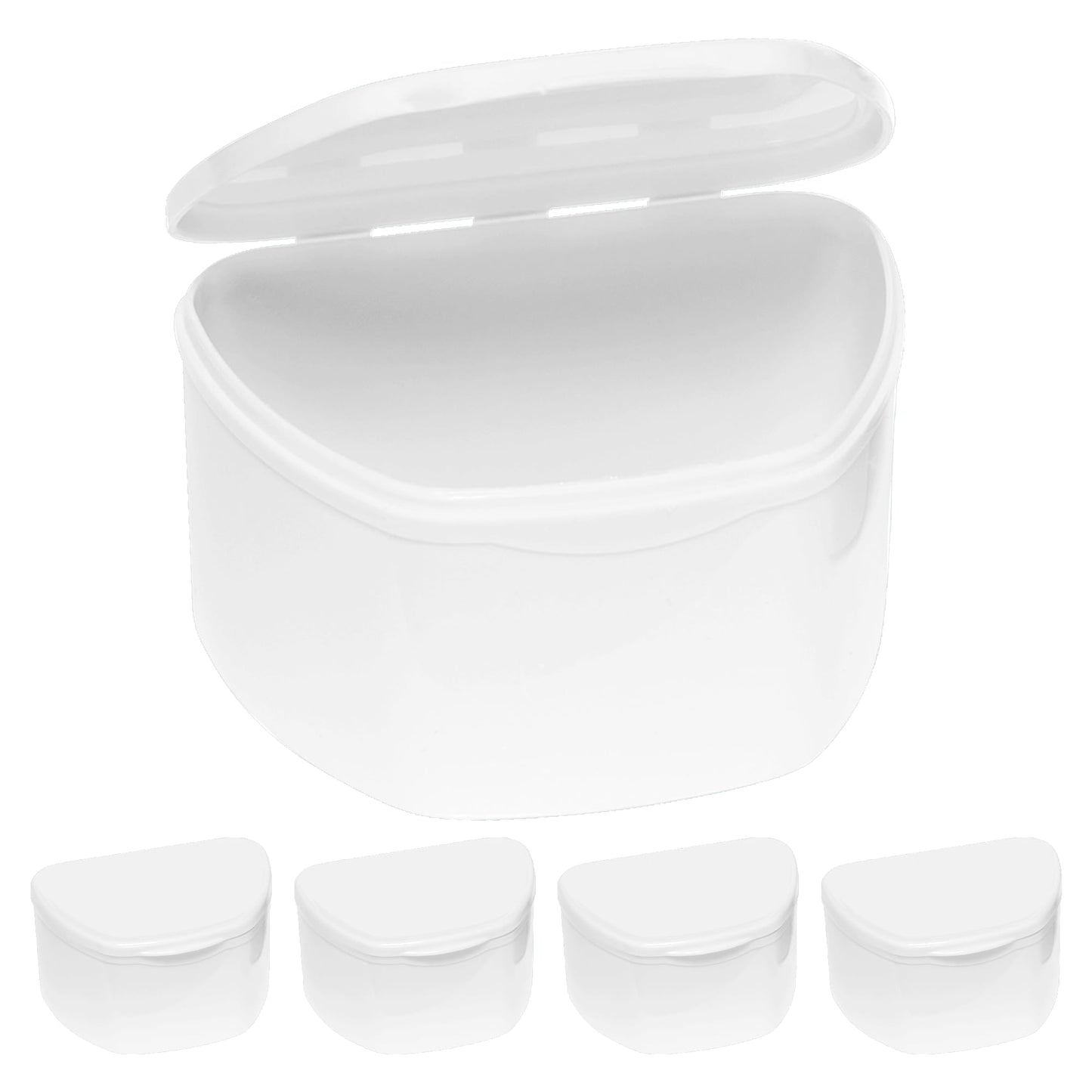 PlastCare USA White Denture Cases – Pack of 5 | Denture Box & Travel Cup