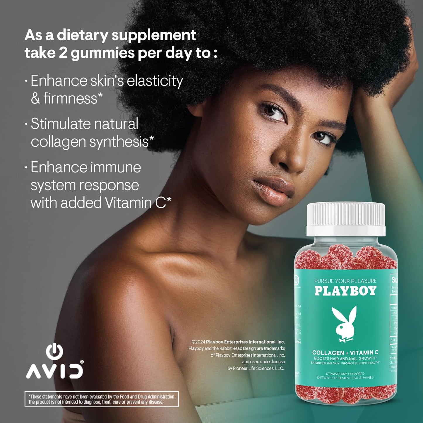 Playboy Collagen + Vitamin C Gummies – Hair, Skin, Nails & Joint Health (60 Gummies)