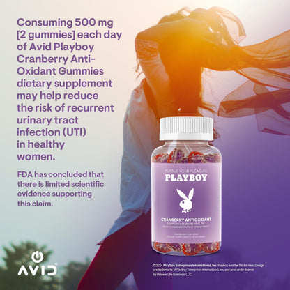 Playboy Feminine Health Cranberry Gummies for Women – Antioxidant, Non-GMO, Vegan (60 Count)