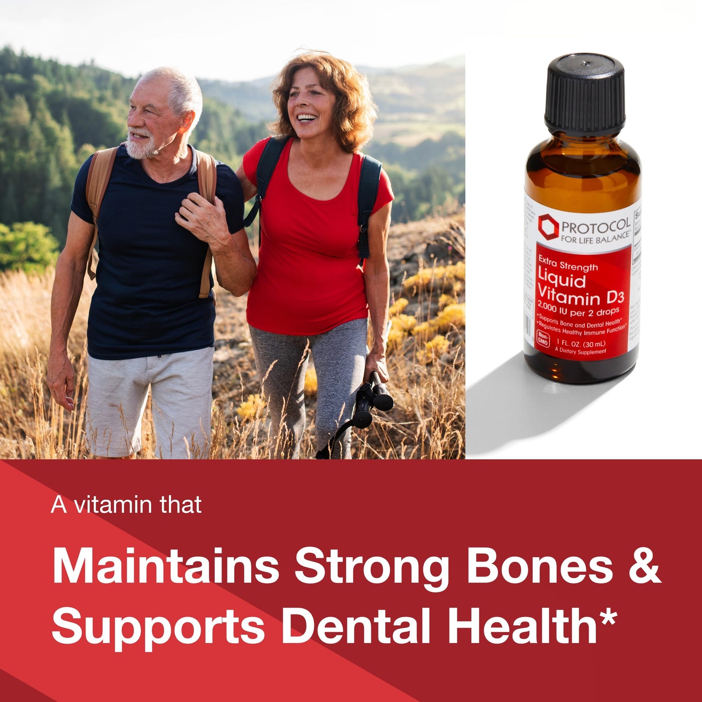 Protocol For Life Balance Liquid Vitamin D3 2000 IU - Immune Support, Bone & Teeth Health (Pack of 2)