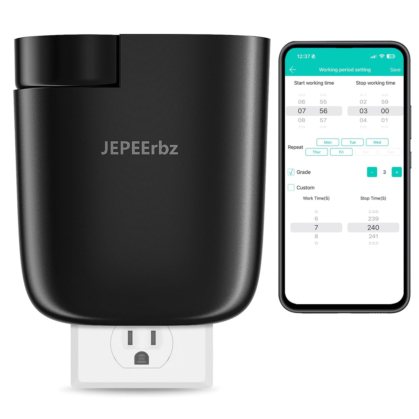 Plug in Diffuser - Waterless Oil Diffuser with Smart Bluetooth App Control (500 Sq Ft, Black)