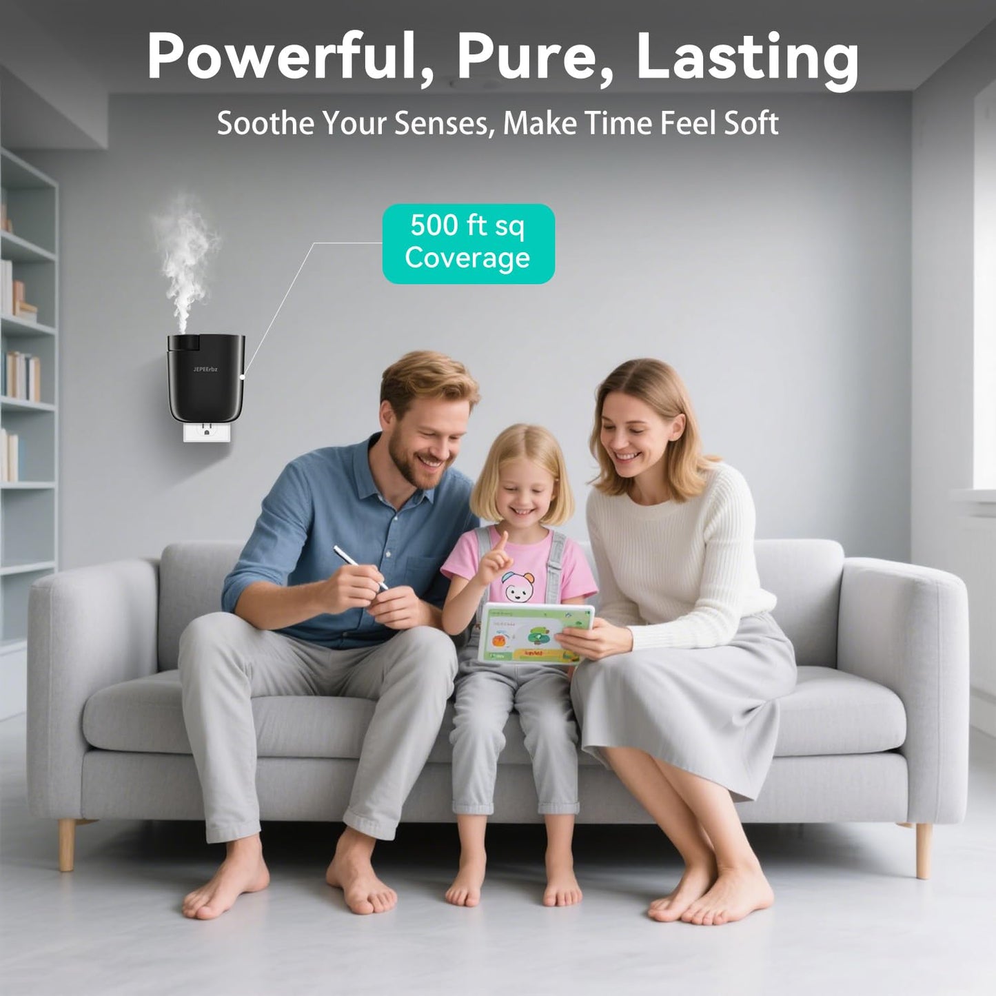 Plug in Diffuser - Waterless Oil Diffuser with Smart Bluetooth App Control (500 Sq Ft, Black)