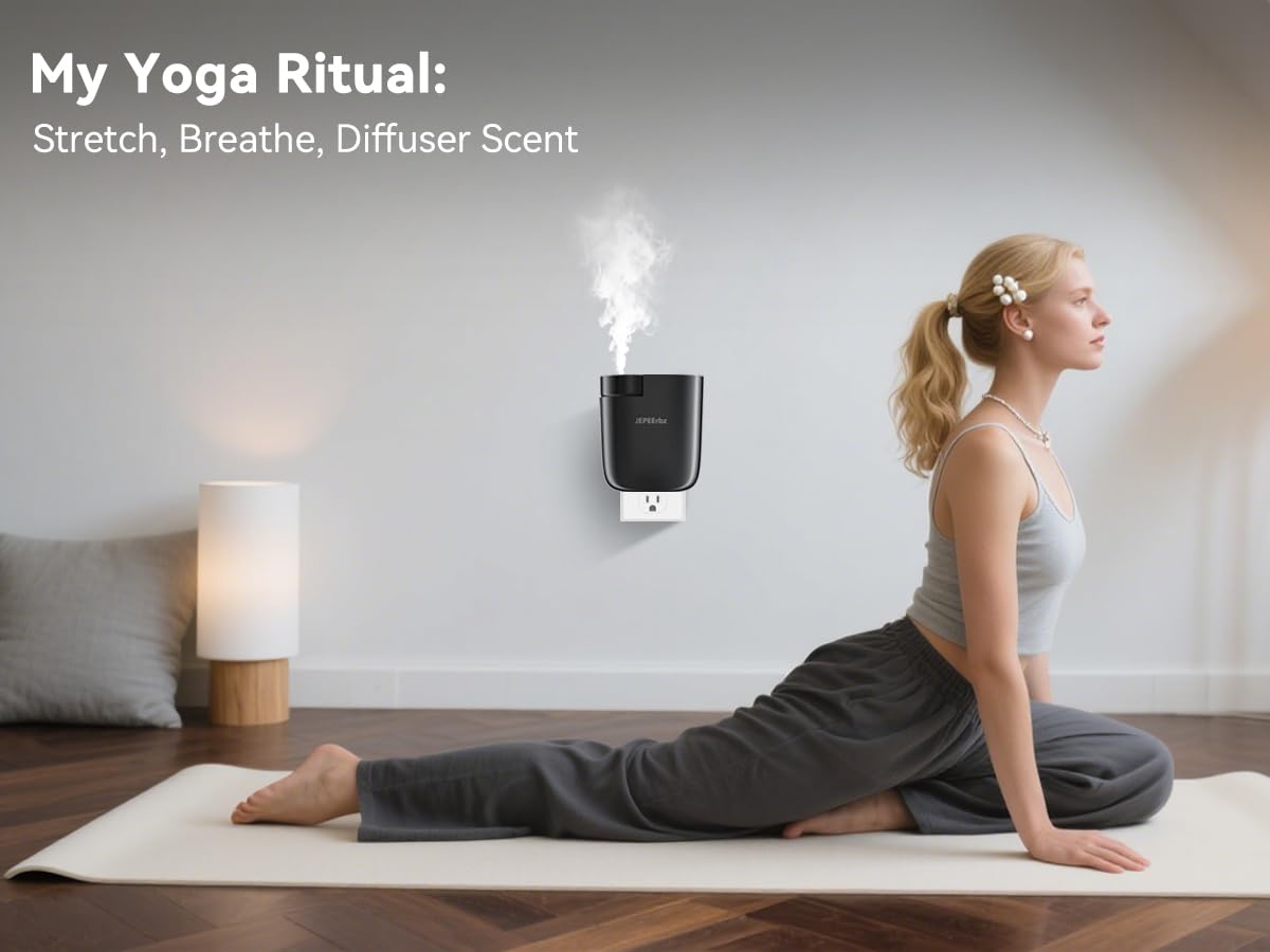 Plug in Diffuser - Waterless Oil Diffuser with Smart Bluetooth App Control (500 Sq Ft, Black)
