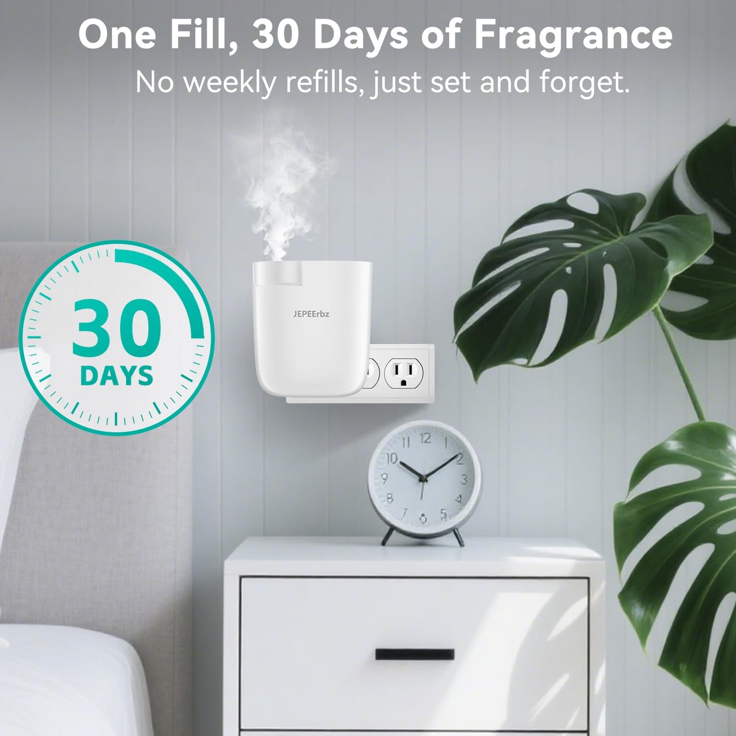 Plug in Diffuser – Waterless, 500 Sqft Coverage, Smart App Control, White