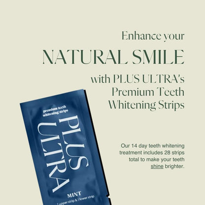 Plus Ultra Mint Flavored Teeth Whitening Strips – Eco-Friendly, Vegan, 14-Day Treatment