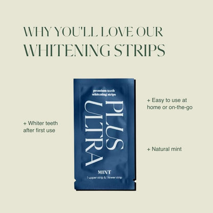 Plus Ultra Mint Flavored Teeth Whitening Strips – Eco-Friendly, Vegan, 14-Day Treatment