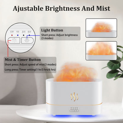 PLUWEL Flame Diffuser 300ML - Large Room Aroma Diffuser with RGB Light & Remote