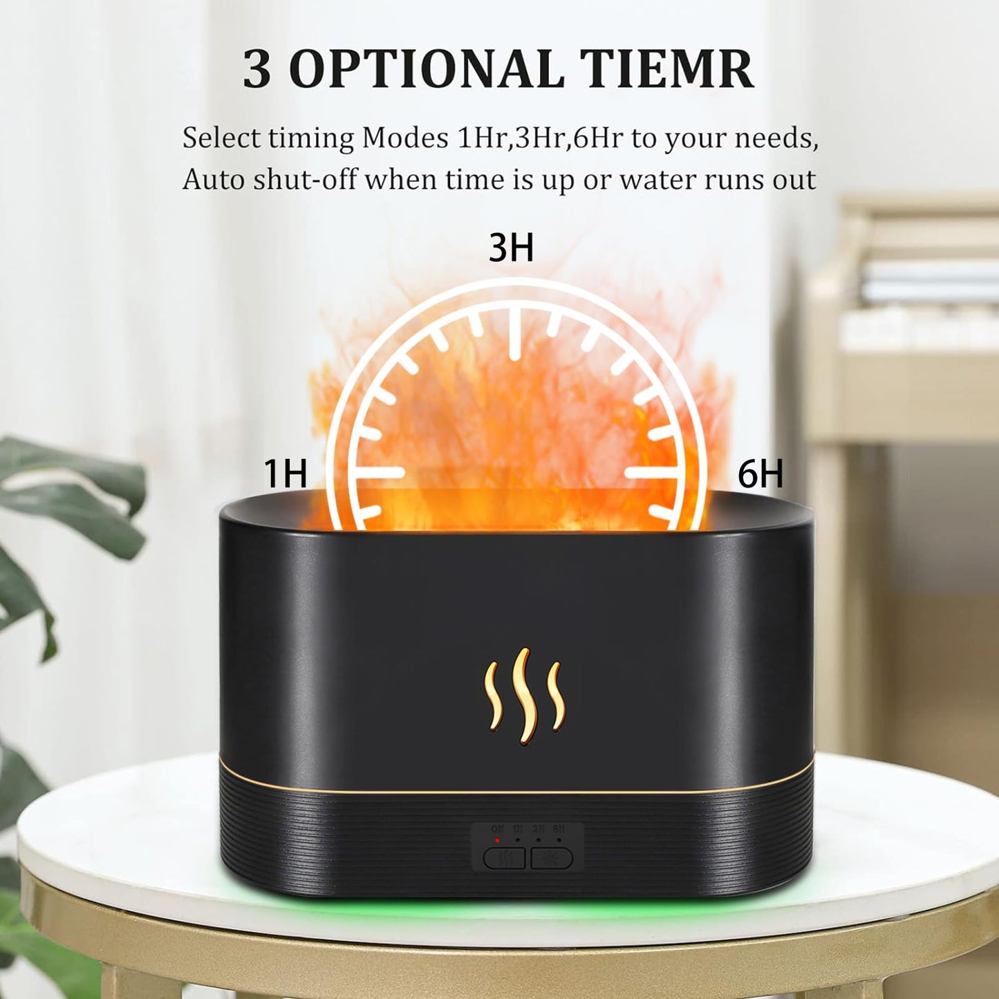 PLUWEL Colorful Flame Diffuser 300ML – Large Room Essential Oil Diffuser with Remote, Night Lights, Timer