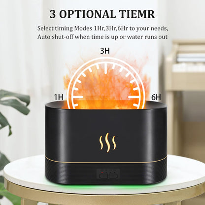 PLUWEL Colorful Flame Diffuser 300ML – Large Room Essential Oil Diffuser with Remote, Night Lights, Timer