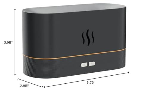 PLUWEL Flame Diffuser Humidifier – Auto Off, 180ml, Realistic Flame LED, 2 Brightness Modes