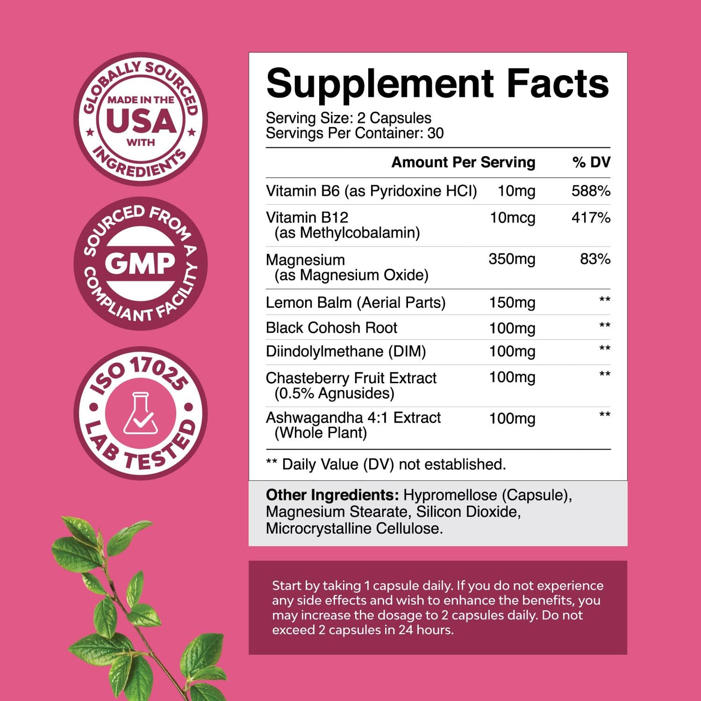 PMS Support for Women – Hormone Balance & Period Comfort (DIM, Chasteberry, Black Cohosh, Ashwagandha)