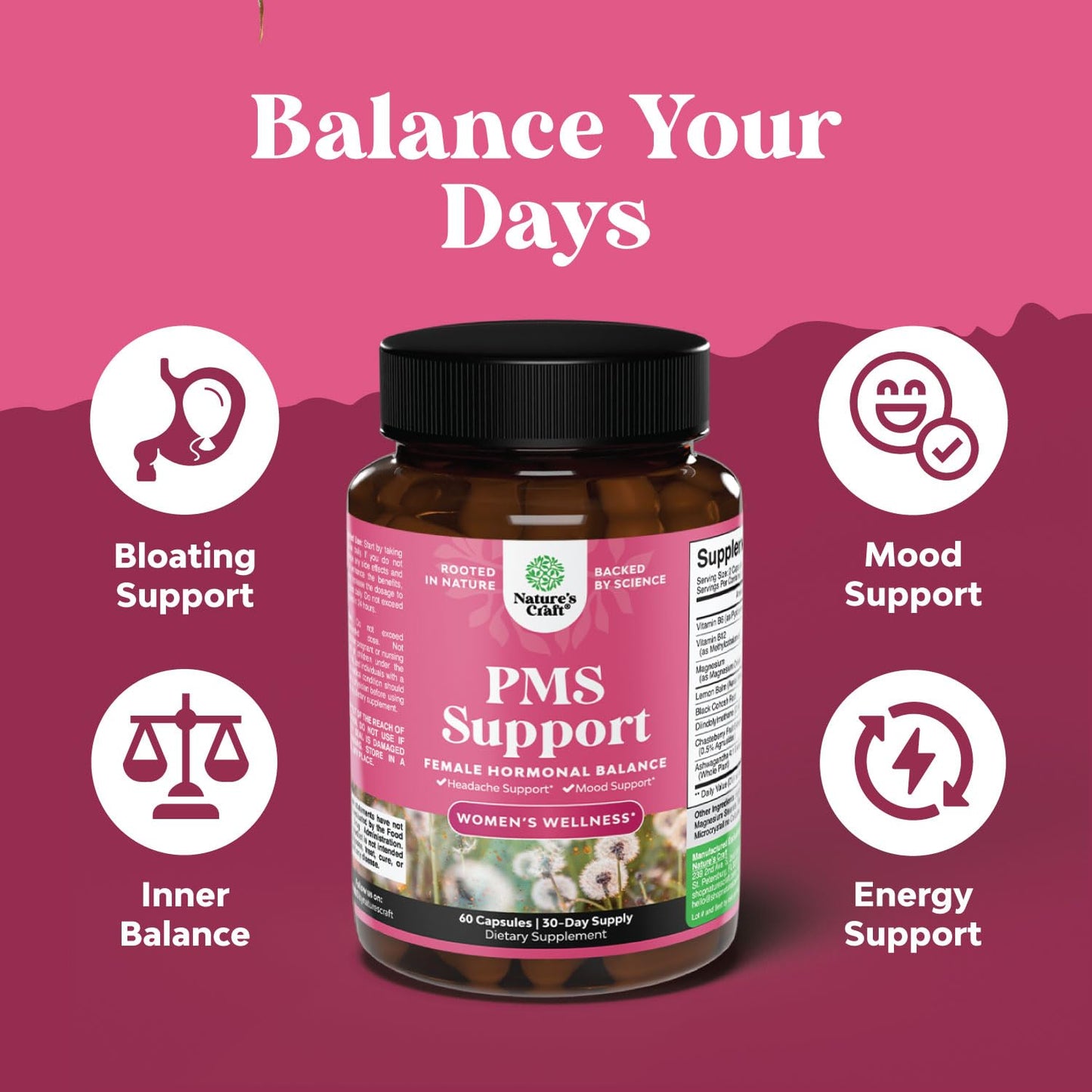 PMS Support for Women – Hormone Balance & Period Comfort (DIM, Chasteberry, Black Cohosh, Ashwagandha)