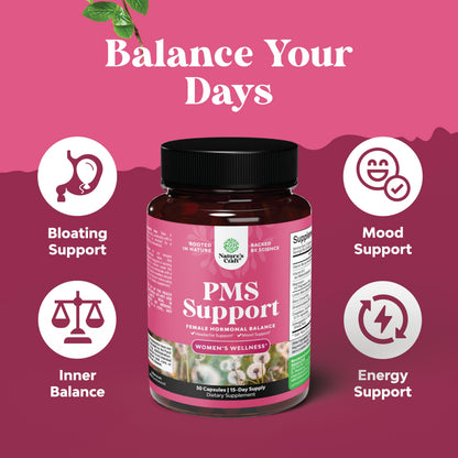 PMS Support for Women – Hormone Balance & Menstrual Comfort (DIM, Chasteberry, Black Cohosh) – 30 Count