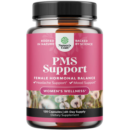 PMS Support for Women | Hormone Balance & Menstrual Comfort (DIM, Chasteberry, Black Cohosh, Ashwagandha) – 120 Ct
