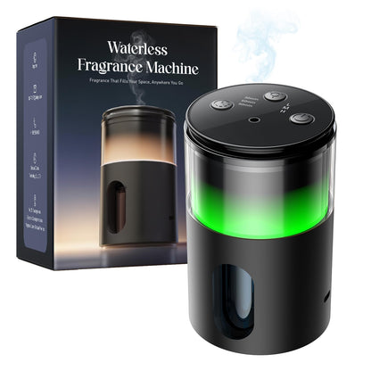 Pmsusoow Waterless Diffuser – Battery Mini Scent Diffuser with 8-Color LED (Deep Black)