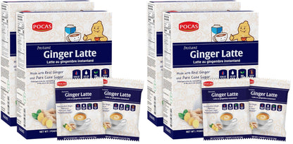 POCAS Ginger Latte Instant Tea 4-Pack - Ginger Extract, Non-Dairy Creamer