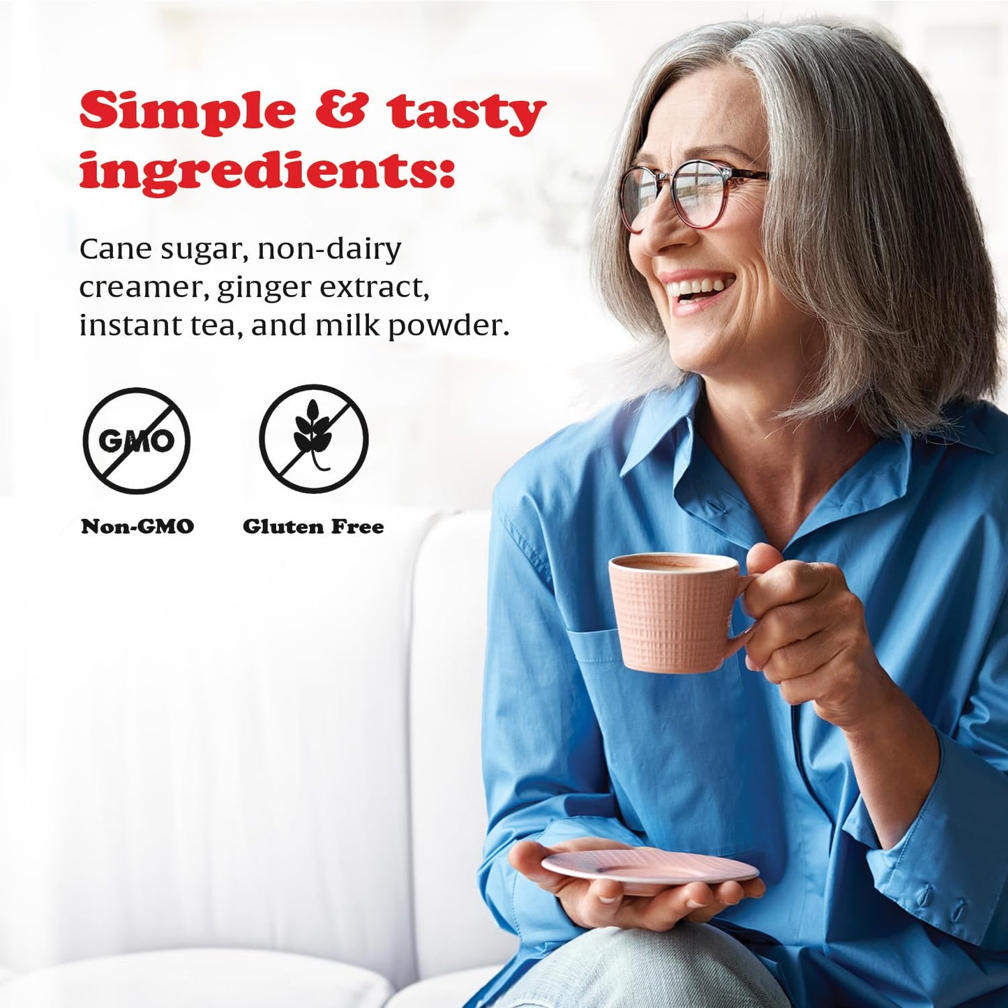 POCAS Ginger Latte Instant Tea 4-Pack - Ginger Extract, Non-Dairy Creamer