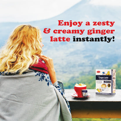 POCAS Ginger Latte Instant Tea 4-Pack - Ginger Extract, Non-Dairy Creamer