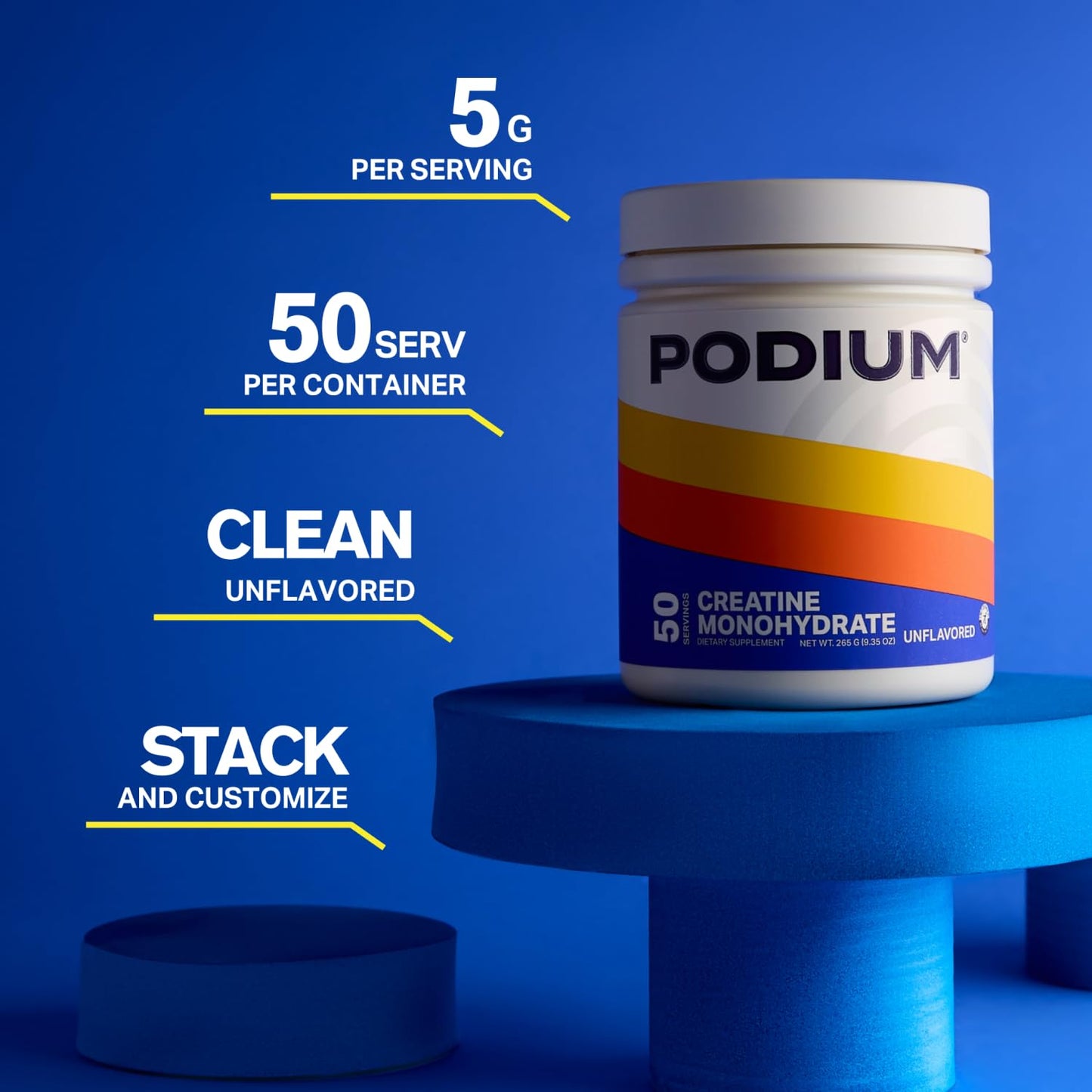 Podium Nutrition Solos Creatine Monohydrate – 50 Servings, Unflavored | Boost Athletic Performance