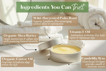 Poke Root & Castor Oil Salve - 1oz | Vegan Lymphatic Support Balm | Handmade in USA
