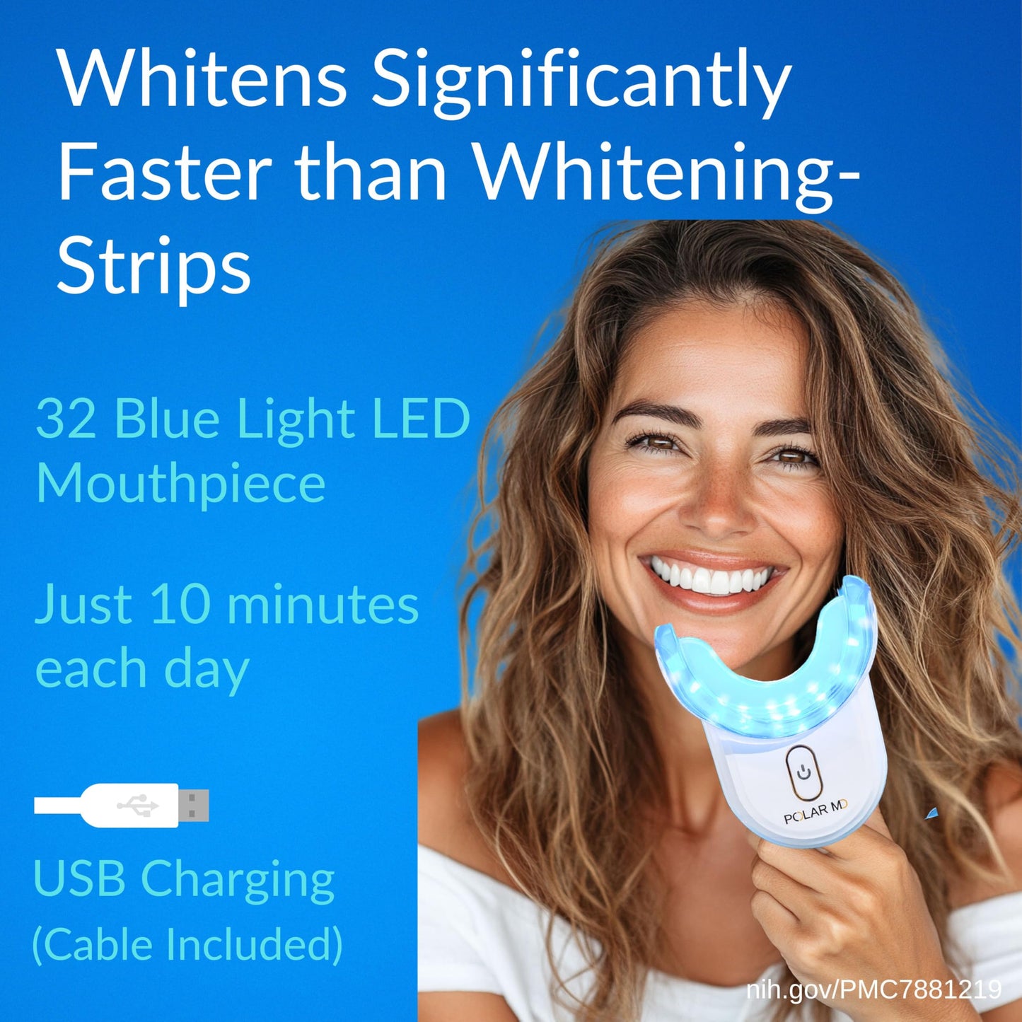 Polar MD Teeth Whitening Kit – 1 Year Supply, 60 Treatments, Gel Pens, 32 LED Light