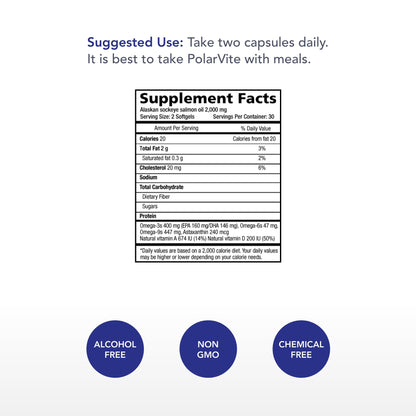 Physician's Strength PolarVite – 60 Gelcaps, Wild Sockeye Salmon with Astaxanthin, Vitamin A & D