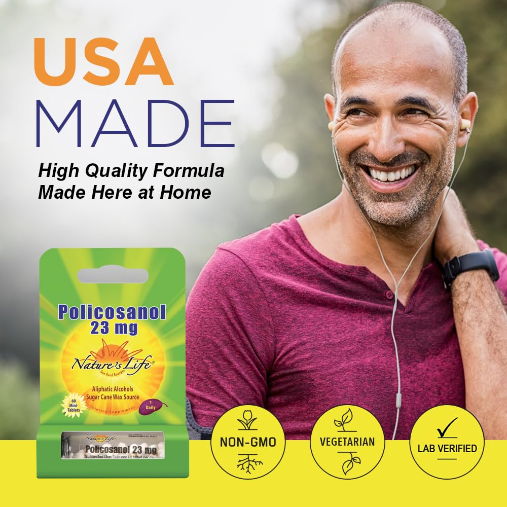 Nature's Life Policosanol 23mg | Cardiovascular Health & Blood Circulation | 60 Tabs