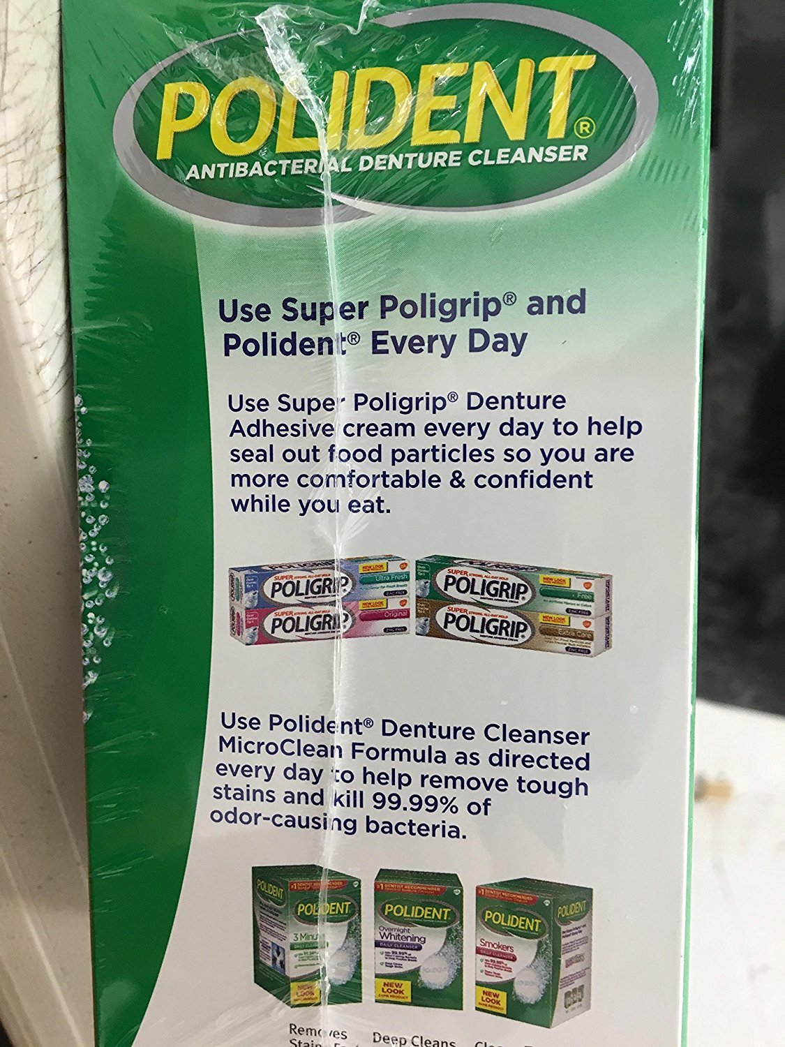 Polident Antibacterial 3 Minute Denture Cleanser - Triple Mint Freshness, 96 Tablets per Box (Pack of 2)