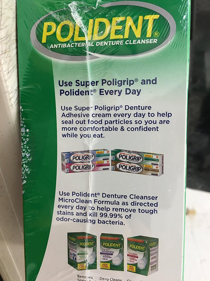 Polident Antibacterial 3 Minute Denture Cleanser - Triple Mint Freshness, 96 Tablets per Box (Pack of 2)