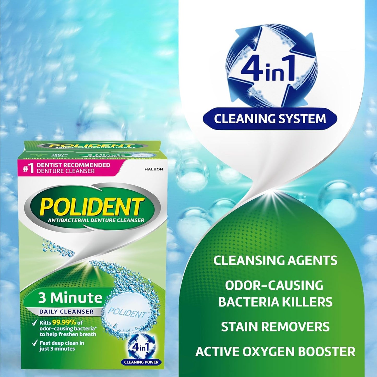Polident Smokers Denture Cleanser Tablets - 120 Count | Pack of 1