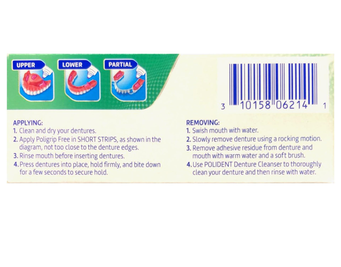 Poligrip 5-Pack Denture Adhesive Cream – Strong All-Day Hold, Zinc Free, 0.75 oz Each