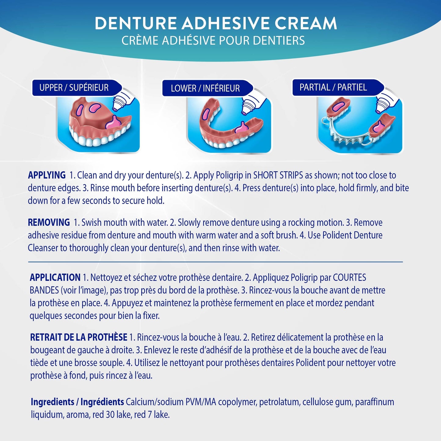 Poligrip Strong Hold Denture Adhesive Cream, 2 Pack – All-Day Hold