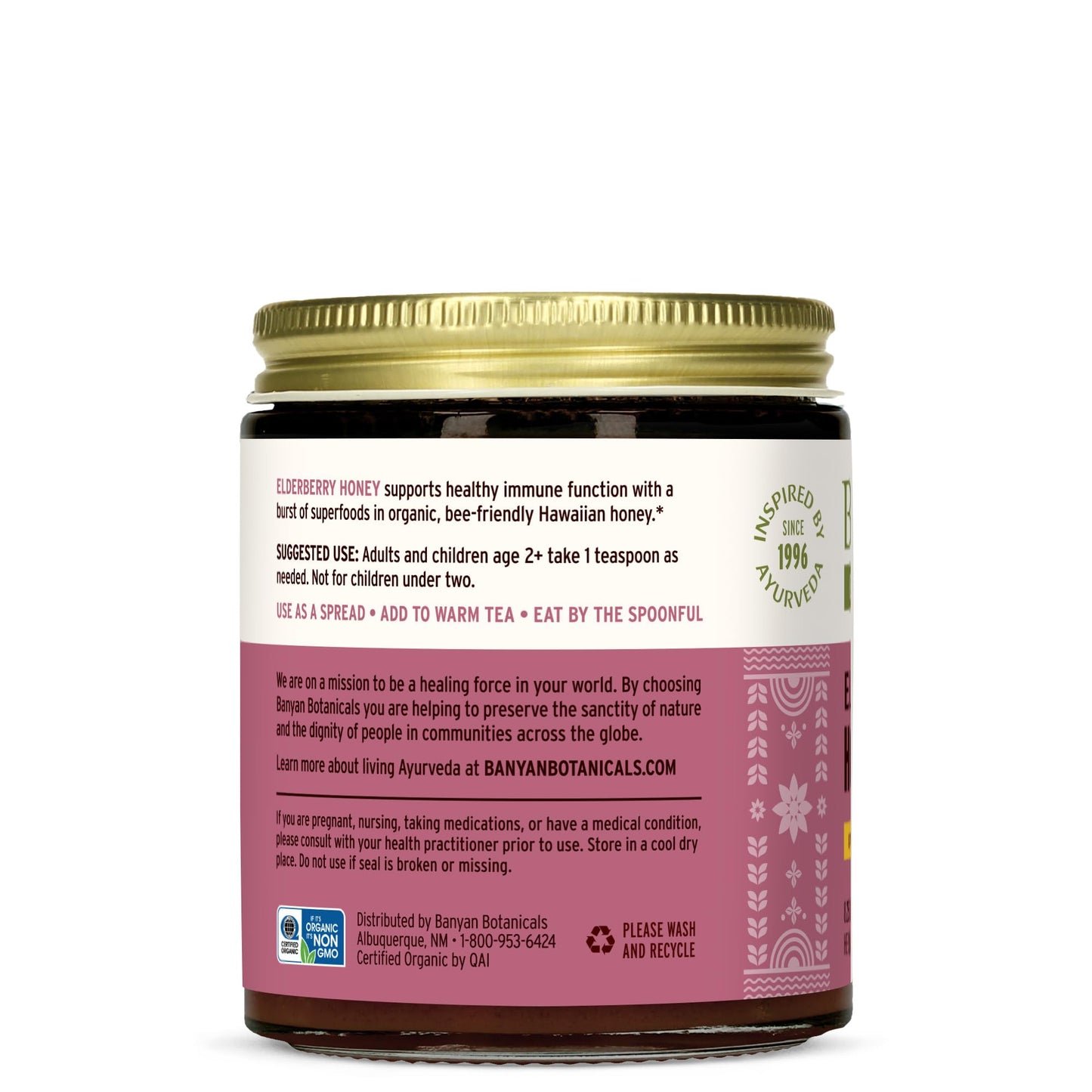 Banyan Botanicals Organic Elderberry Honey – Immune Support for Kids & Adults (8.25 oz)