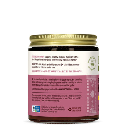 Banyan Botanicals Organic Elderberry Honey – Immune Support for Kids & Adults (8.25 oz)