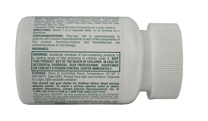 Poly-Iron 150 Capsules – Compare to Niferex 150, 100 ea
