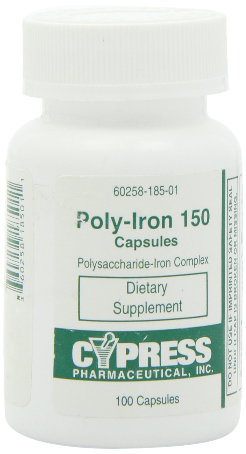 Poly Iron Capsules 150 mg - Dietary Supplement (100 caps) | Cypress Pharmaceutical #185-01