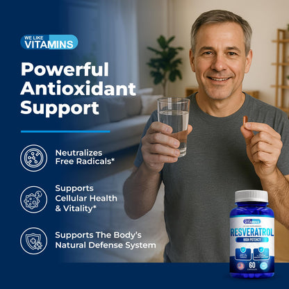 We Like Vitamins Resveratrol 1000mg per Serving – 180 Veggie Capsules