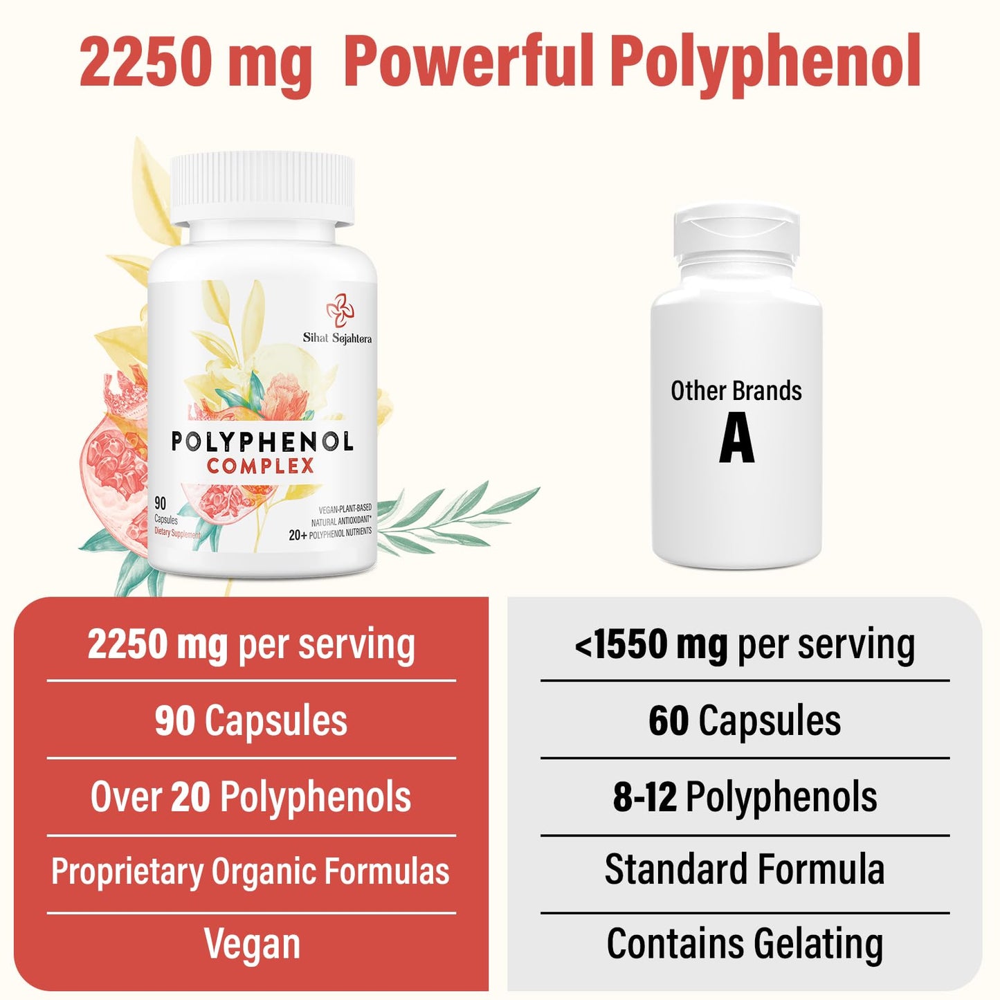 67,500 MG Polyphenols Supplement – Powerful Antioxidants (90 Capsules)