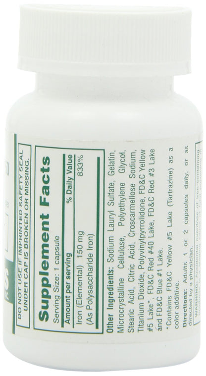 Poly Iron Capsules 150 mg - Dietary Supplement (100 caps) | Cypress Pharmaceutical #185-01