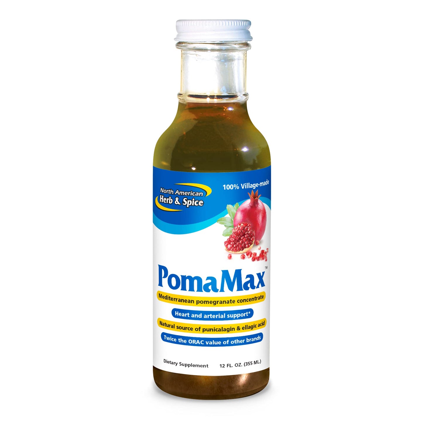 North American Herb & Spice PomaMAX – 12 fl oz Mediterranean Pomegranate Concentrate for Heart & Arterial Support