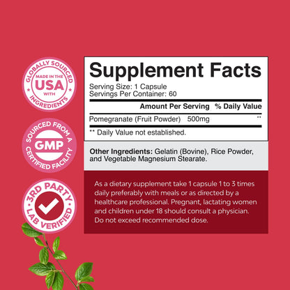 Pomegranate Extract Capsules – Antioxidant Supplement for Heart, Brain, Joints & Pre-Workout