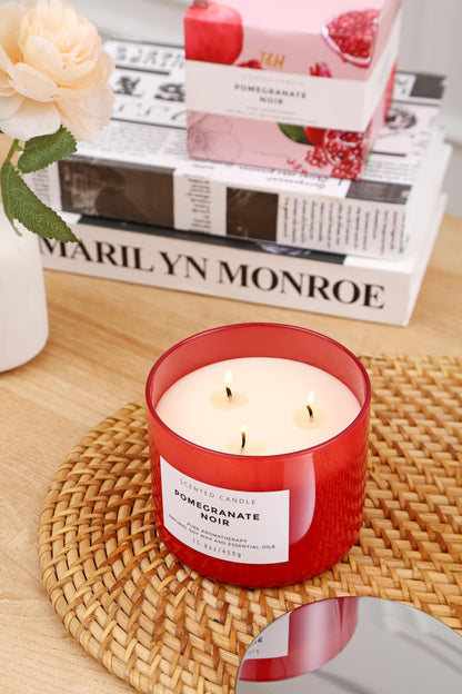 Pomegranate Noir Vanilla 3-Wick Soy Candle – 15.8 oz, Aromatherapy