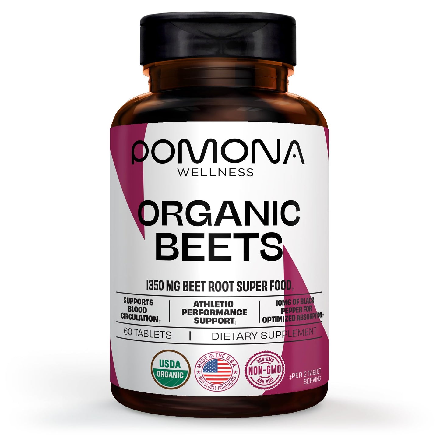 Pomona Wellness Beetroot Powder 1350mg – Organic & Vegan (60 Tablets)
