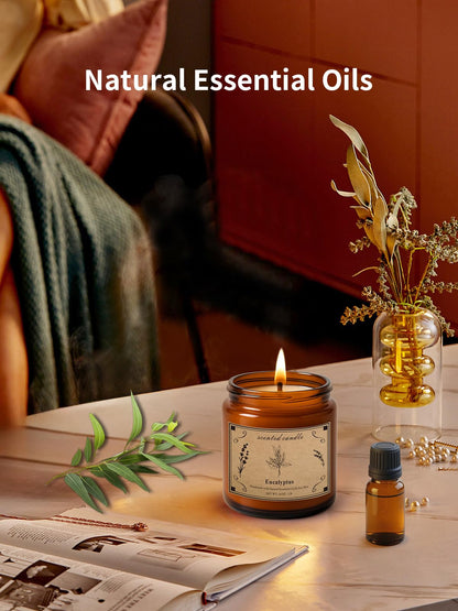 POOTES 16oz Eucalyptus & Lavender Soy Wax Candle – 100 Hour Burn, Aromatherapy Gift