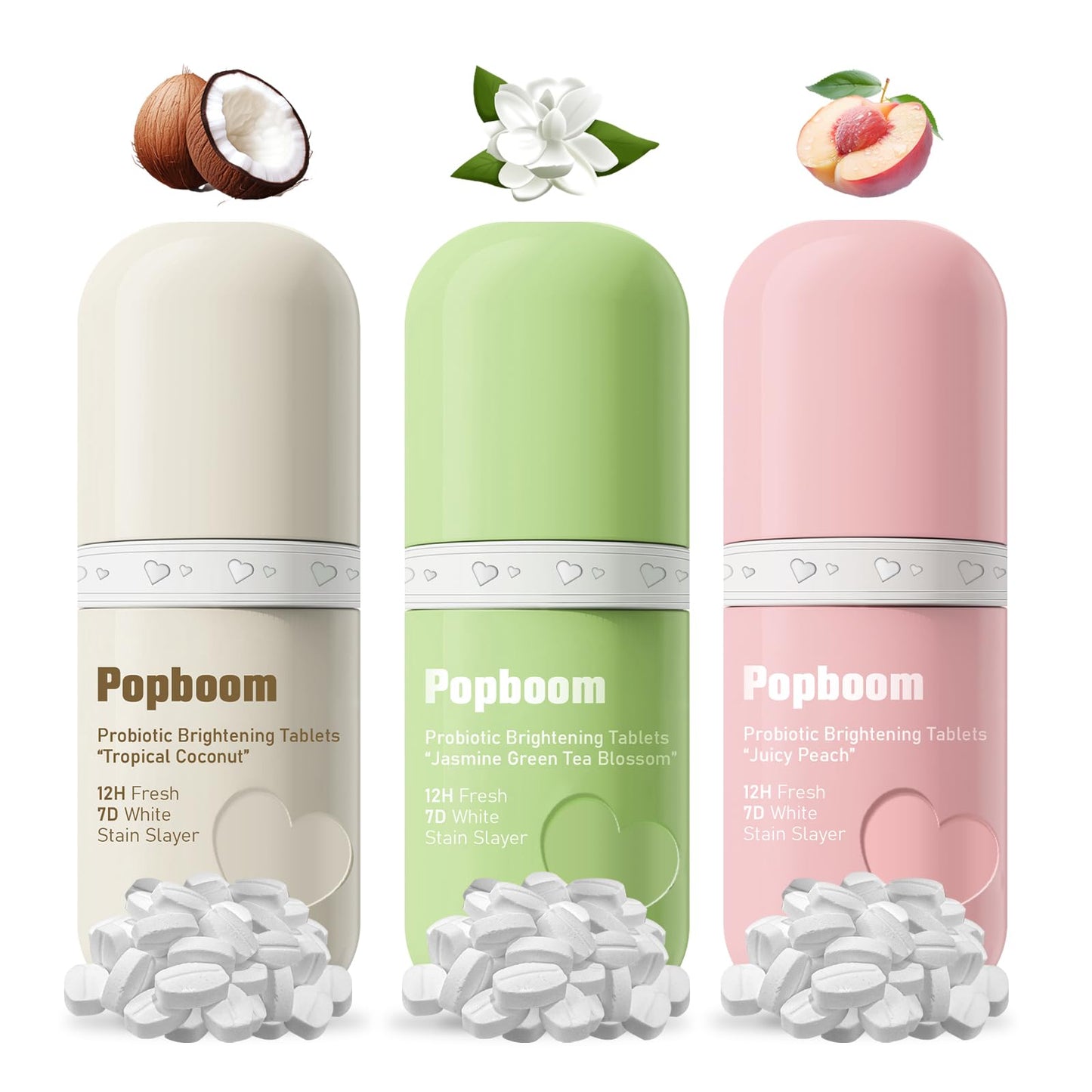 Popboom Probiotic Travel-Size Mouthwash Tablets – Fresh Breath & Whitening (105 Tablets)