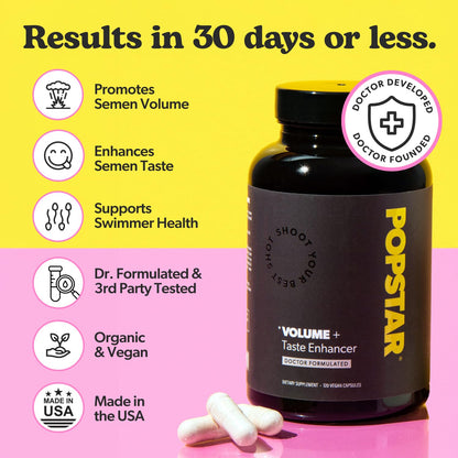 POPSTAR Labs Semen Volume Booster – Doctor Formulated, USA Made, 360 Capsules