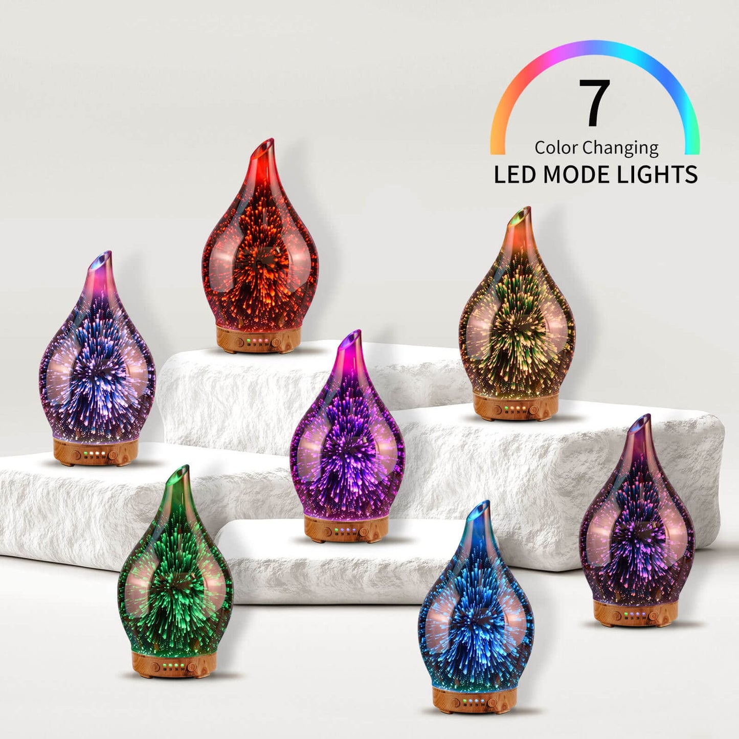 Porseme 100ml 3D Firework Glass Diffuser – Rose Gold, Auto Shut-Off