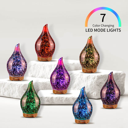 Porseme 100ml 3D Firework Glass Diffuser – Rose Gold, Auto Shut-Off