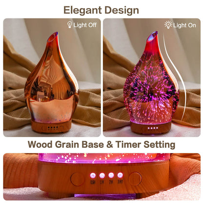 Porseme 100ml 3D Firework Glass Diffuser – Rose Gold, Auto Shut-Off